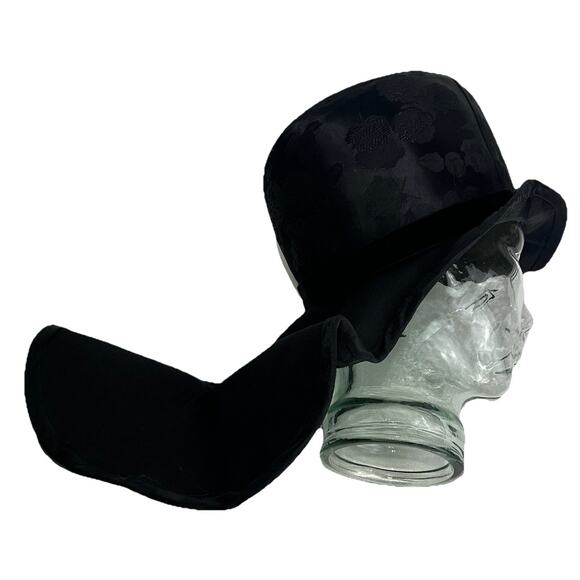 Bert Of LA Cali Vintage Victorian Witch Tear-drop Gothic Bridal Top Hat W/ Train - Picture 1 of 16